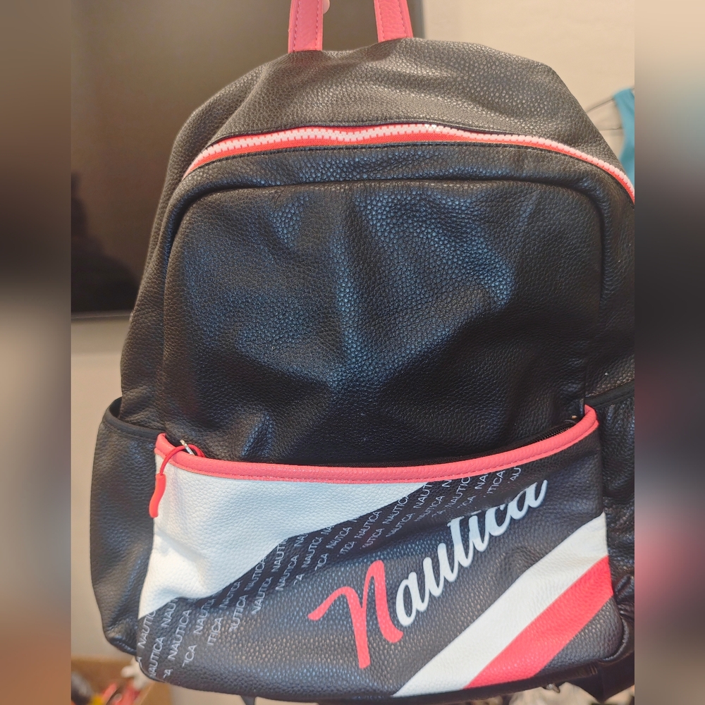 Nautica Black and Red Backpack